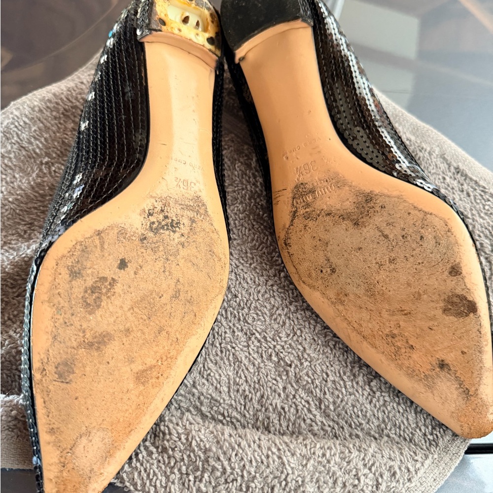 Miu Miu Black Sequin Heels